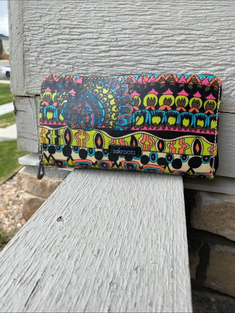 Sakroots Multi-Color Boho Zip Wallet